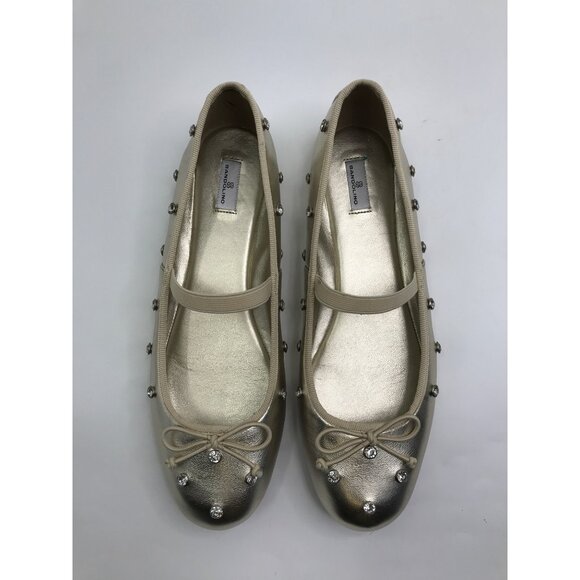 Bandolino Prity Studded Embellished Mary Jane Ballet Flat Gold 9.5 NEW - Picture 1 of 7